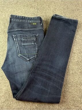 Hugo Boss Stretch Mens Cotton Blend Button Fly Jeans Size 33x32 Blue